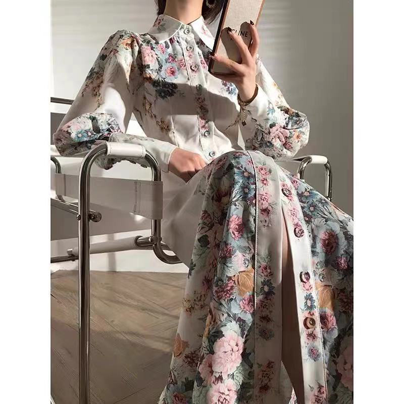 Elegant autumn long dress France style dress for women