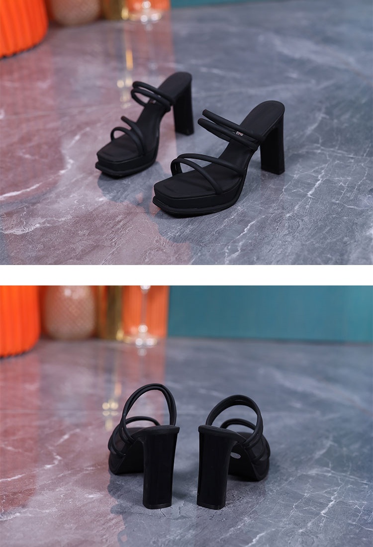 High-heeled platform thick crust slippers for women