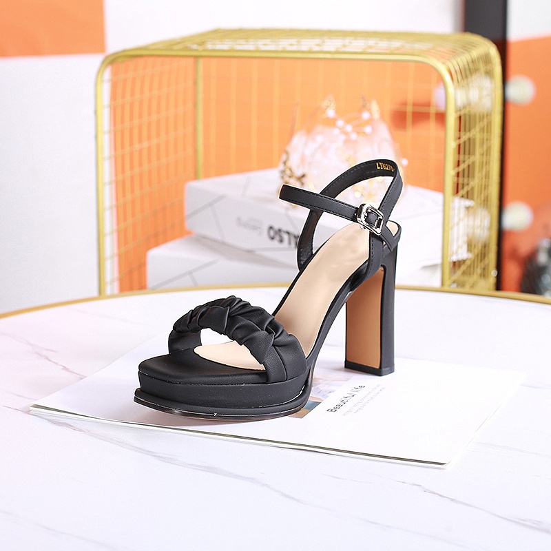 Square head high-heeled shoes open toe sandals for women