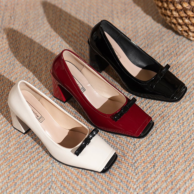 Autumn shoes square head high-heeled shoes