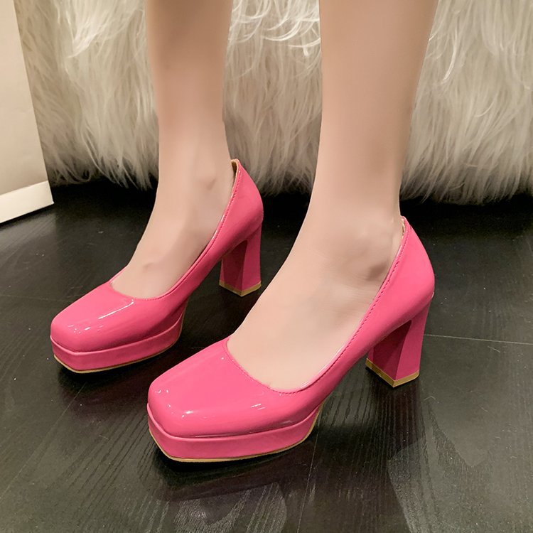 Fashion high-heeled shoes patent leather shoes