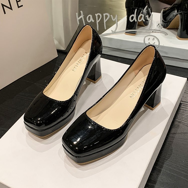 Fashion high-heeled shoes patent leather shoes