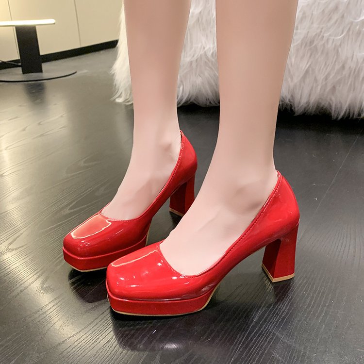 Fashion high-heeled shoes patent leather shoes