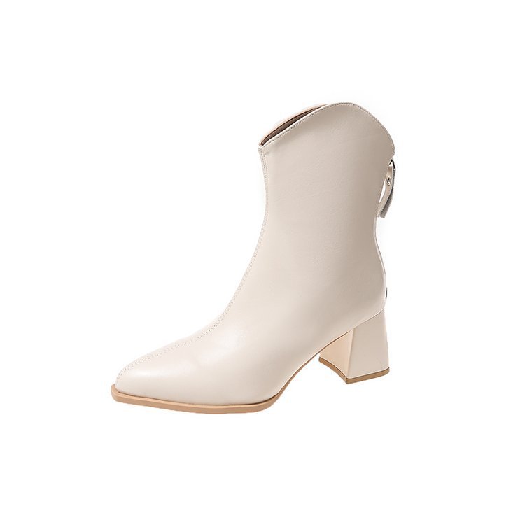 After the zipper short boots high-heeled boots for women