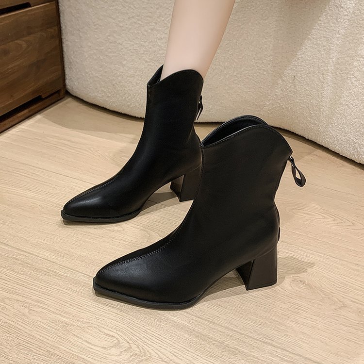 After the zipper short boots high-heeled boots for women