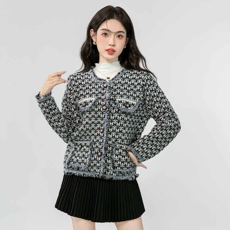 Short grain knitted tops chanelstyle France style ladies coat