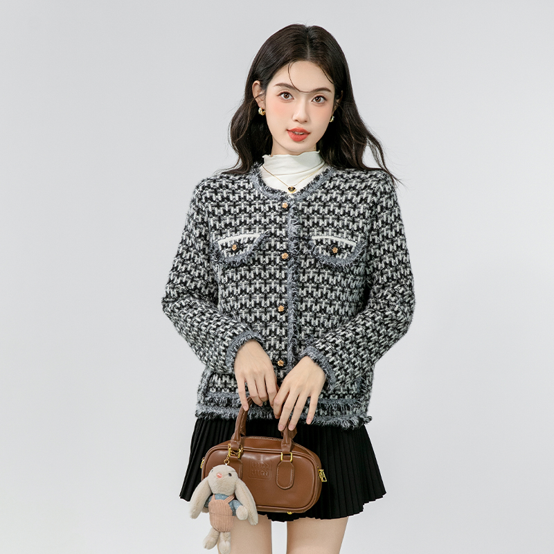 Short grain knitted tops chanelstyle France style ladies coat