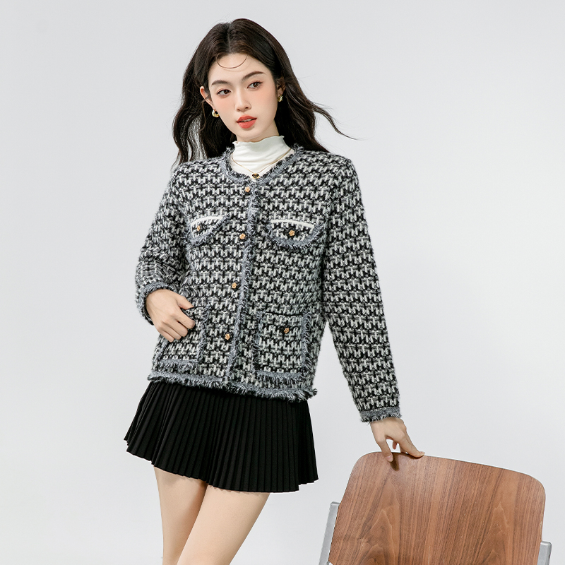 Short grain knitted tops chanelstyle France style ladies coat