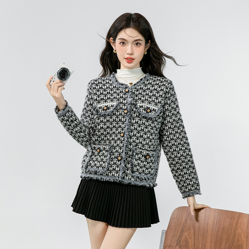 Short grain knitted tops chanelstyle France style ladies coat