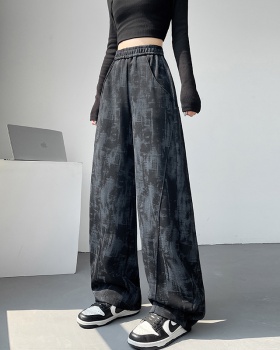 Straight slim sweatpants tie dye wide leg pants for women