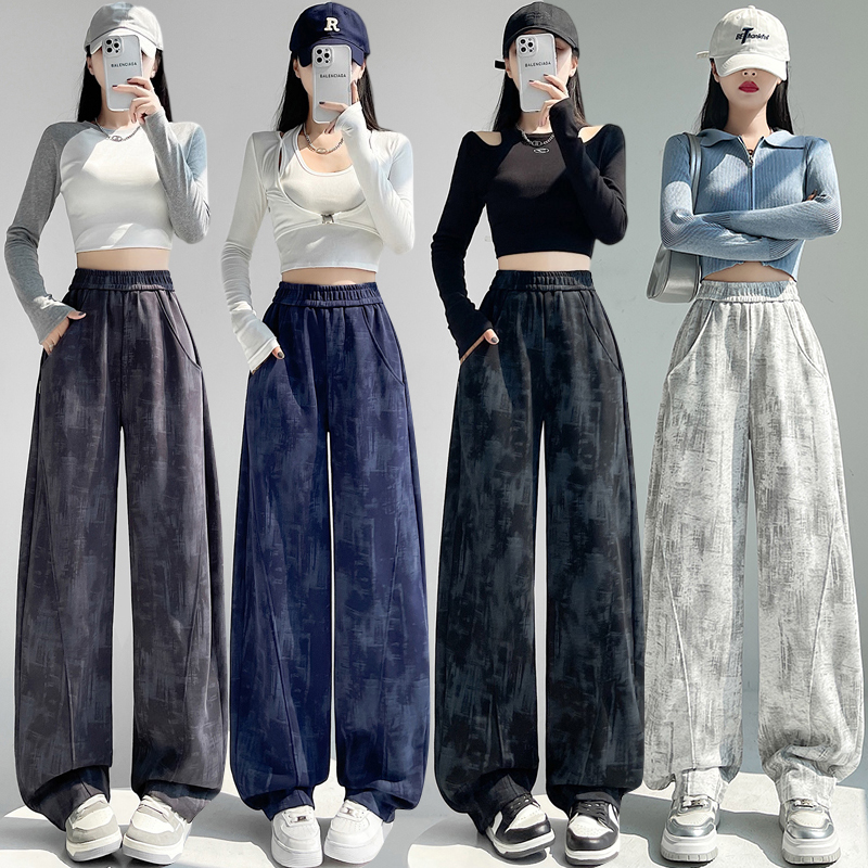 Straight slim sweatpants tie dye wide leg pants for women