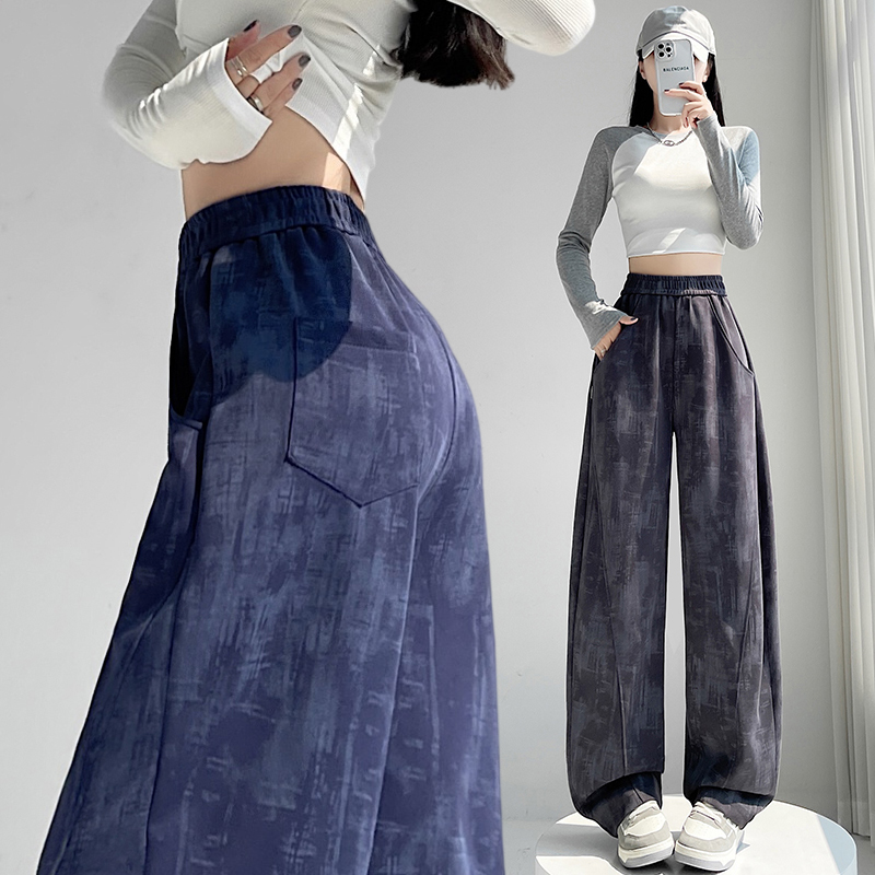 Straight slim sweatpants tie dye wide leg pants for women