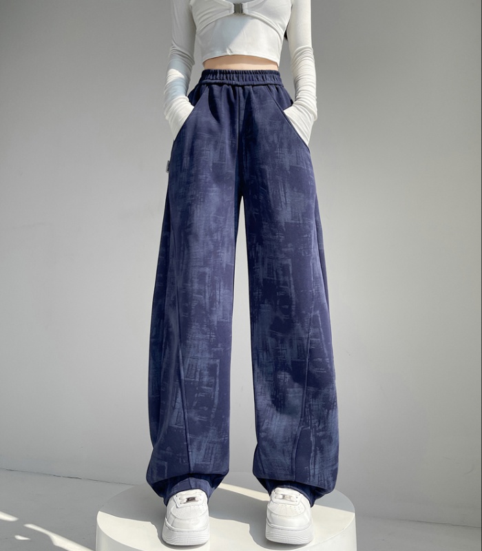 Straight slim sweatpants tie dye wide leg pants for women