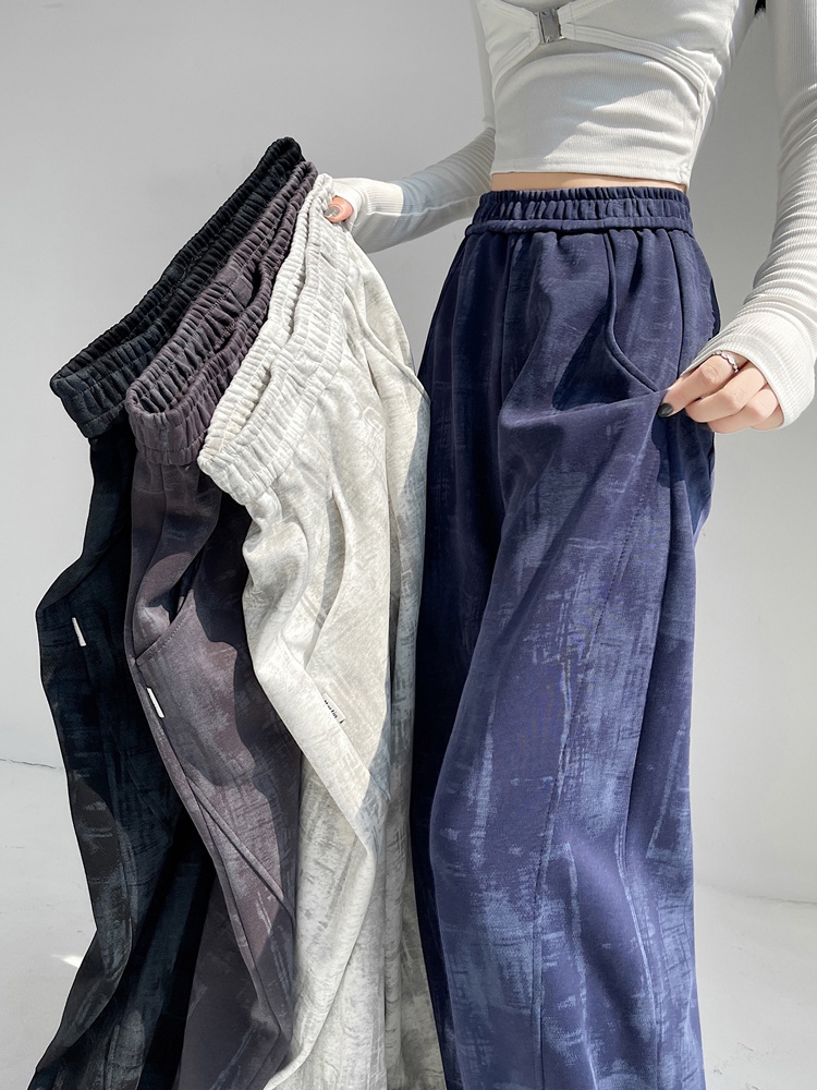 Straight slim sweatpants tie dye wide leg pants for women