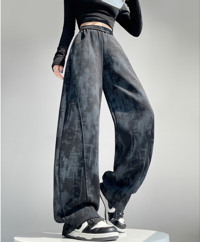 Straight slim sweatpants tie dye wide leg pants for women