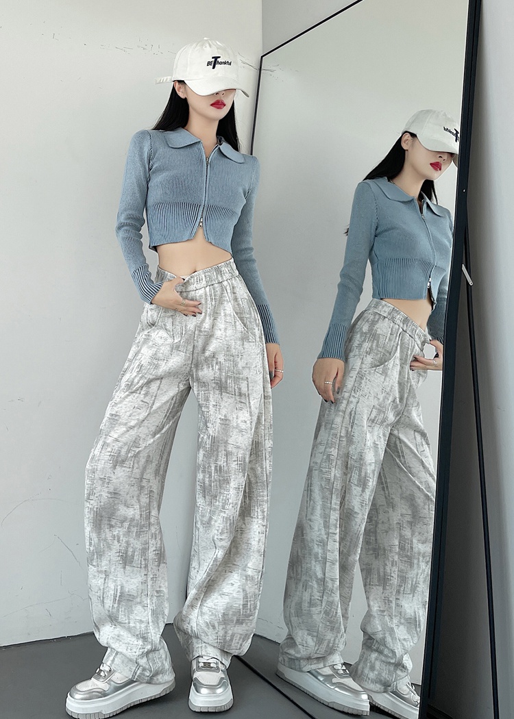 Straight slim sweatpants tie dye wide leg pants for women