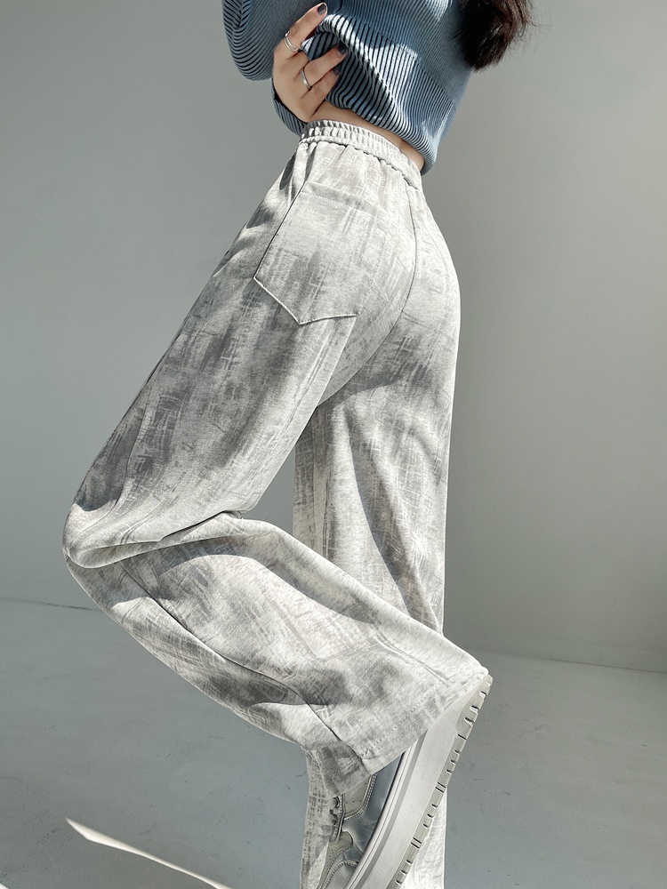 Straight slim sweatpants tie dye wide leg pants for women