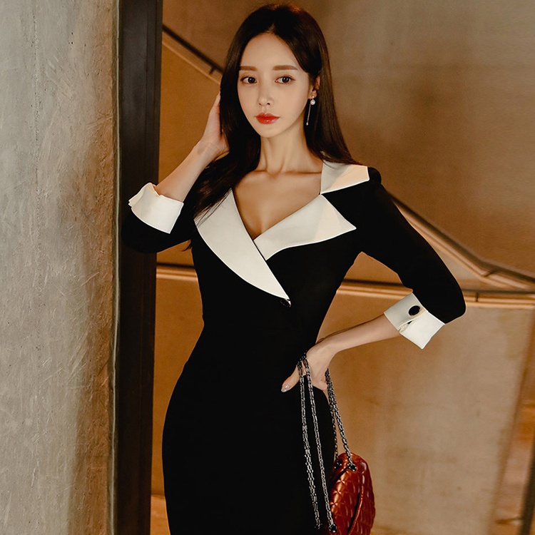 Autumn package hip business suit short sleeve dress