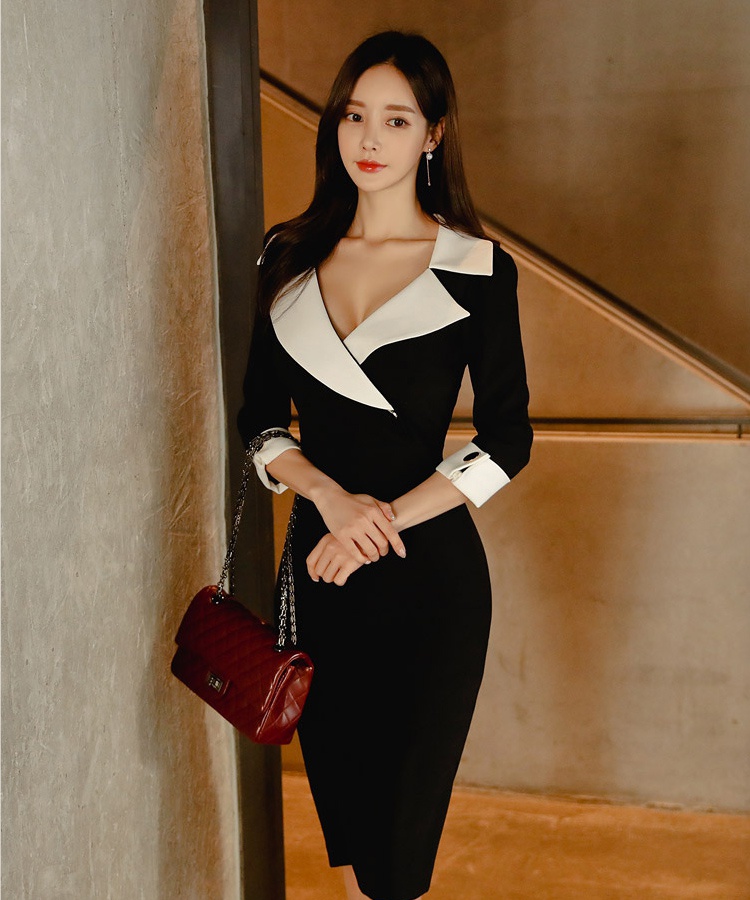 Autumn package hip business suit short sleeve dress