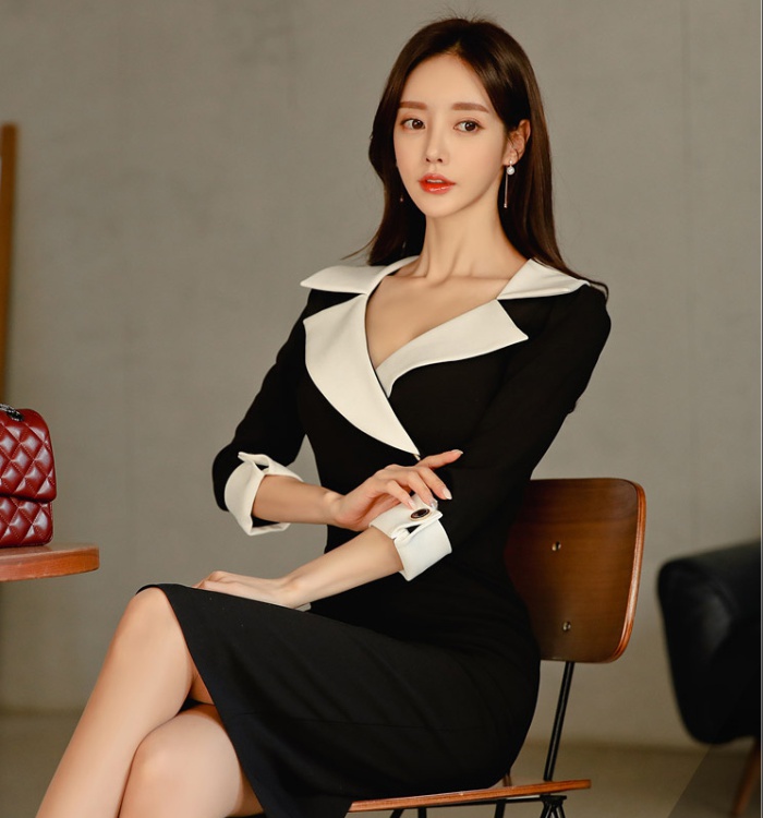 Autumn package hip business suit short sleeve dress