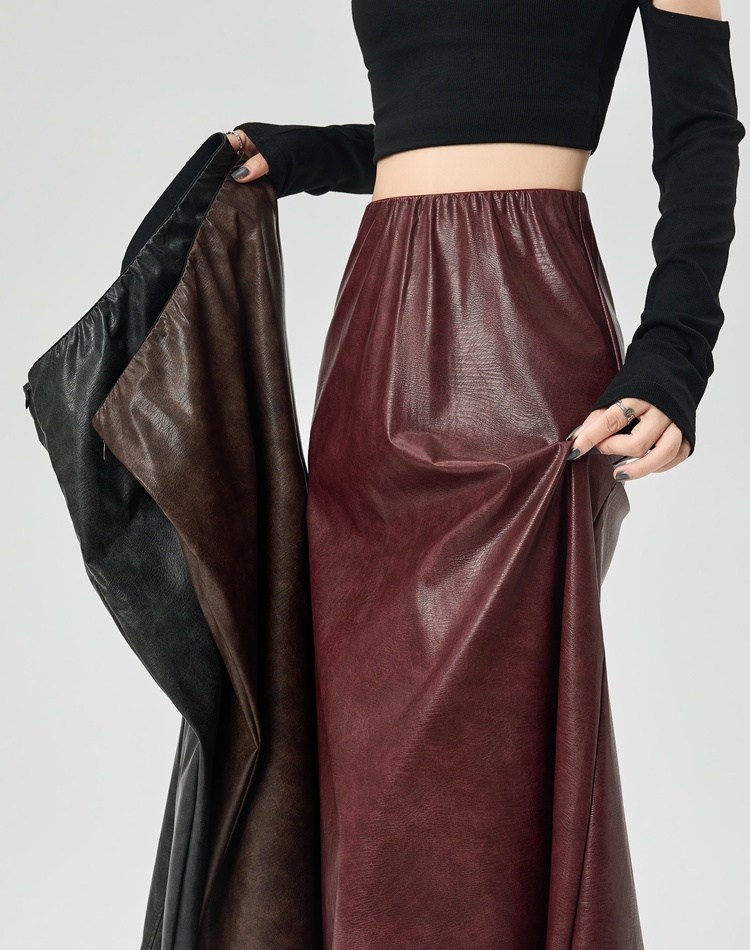 A-line drape long skirt red big skirt skirt for women