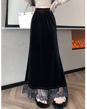 Lace mermaid long skirt autumn and winter slim skirt