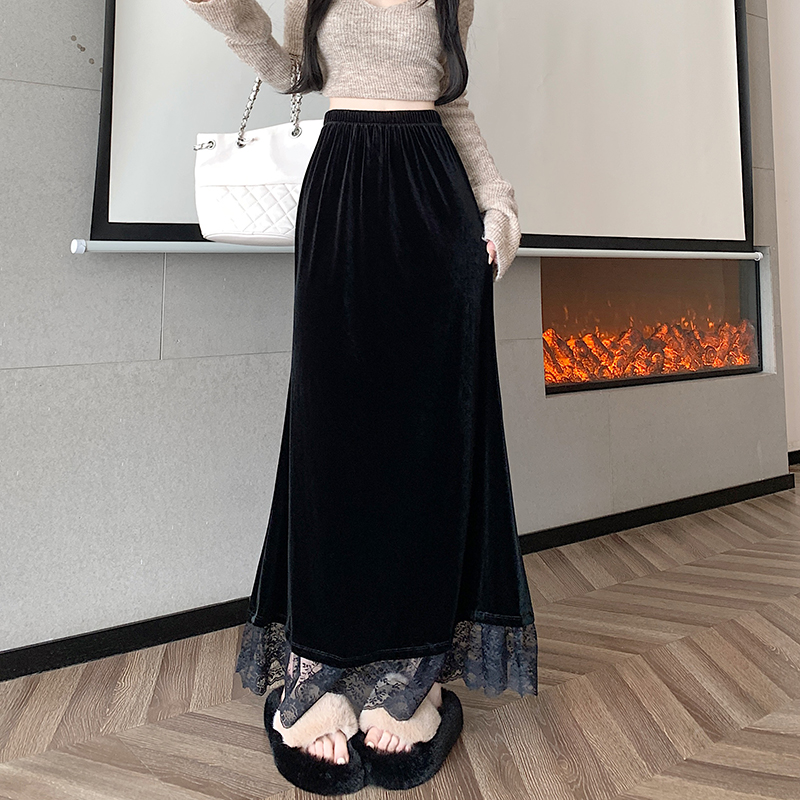 Lace mermaid long skirt autumn and winter slim skirt