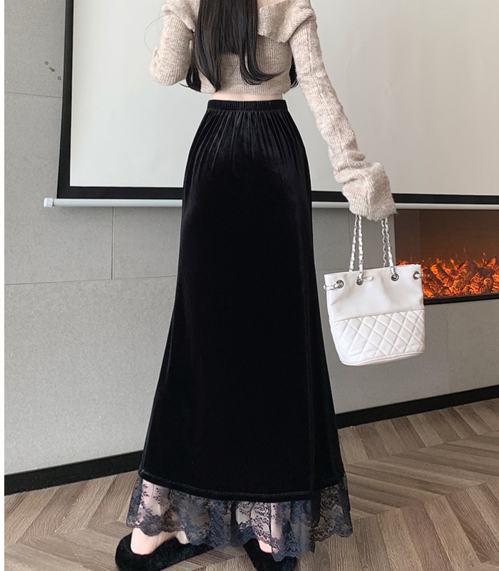 Lace mermaid long skirt autumn and winter slim skirt