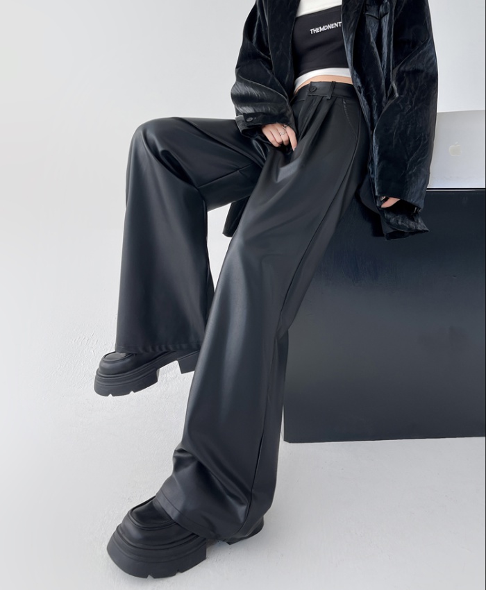 Casual PU leather pants mopping business suit for women