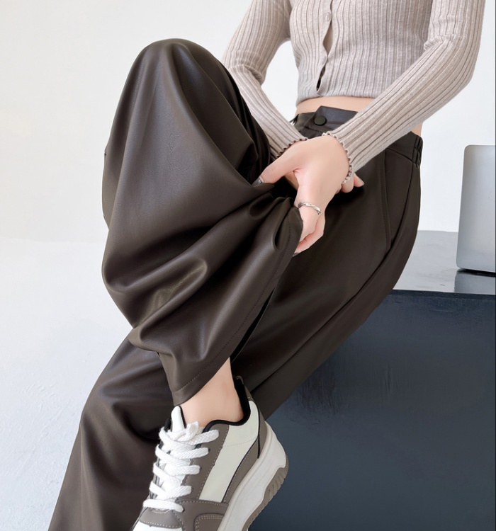 Casual PU leather pants mopping business suit for women