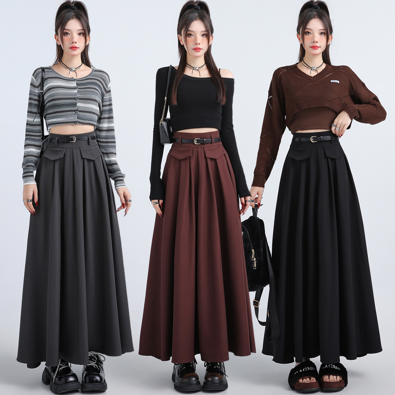 Autumn fake pocket business suit retro skirt for women