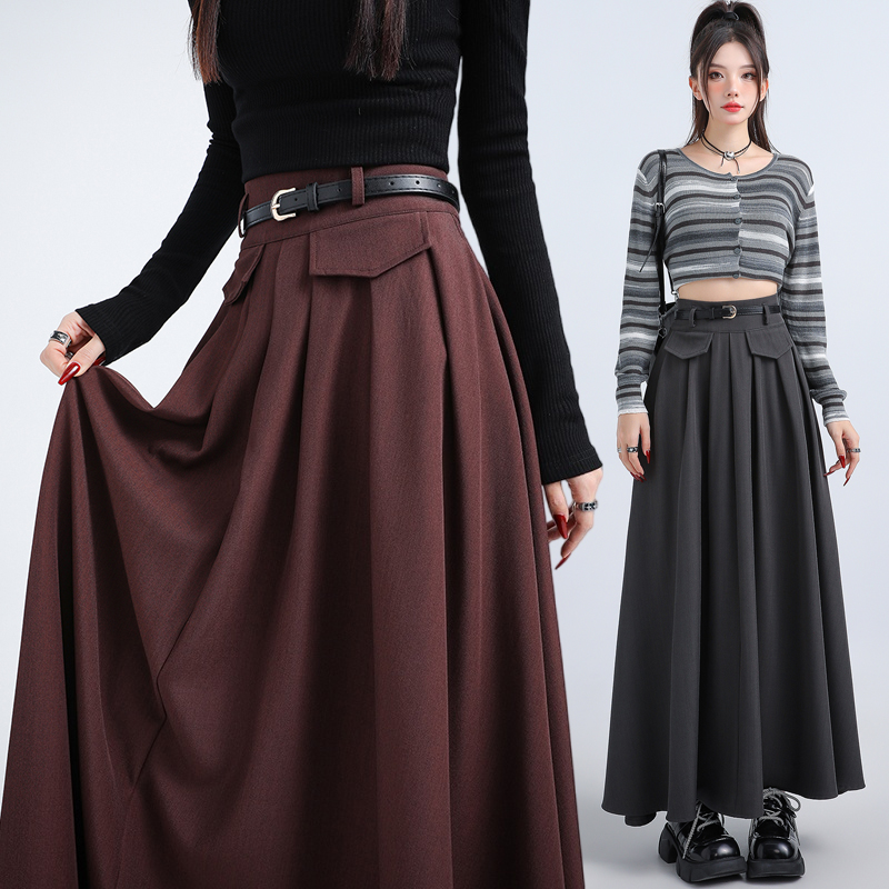 Autumn fake pocket business suit retro skirt for women