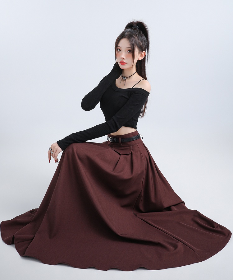 Autumn fake pocket business suit retro skirt for women