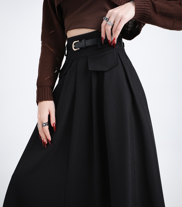 Autumn fake pocket business suit retro skirt for women