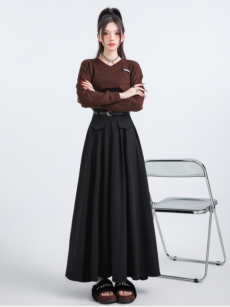 Autumn fake pocket business suit retro skirt for women