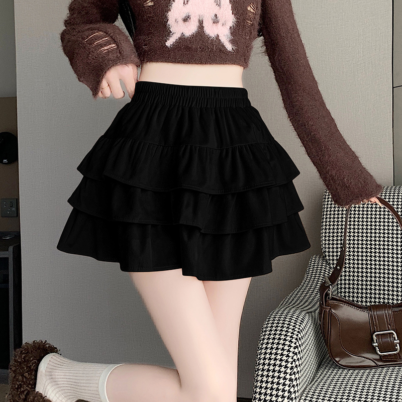 High waist cake short skirt autumn velvet skirt