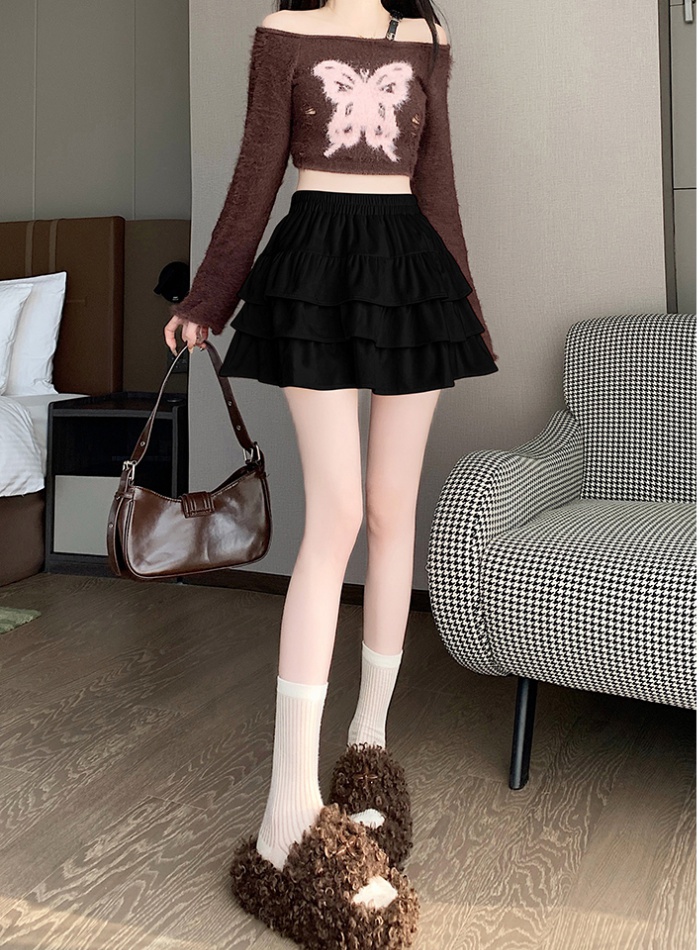 High waist cake short skirt autumn velvet skirt