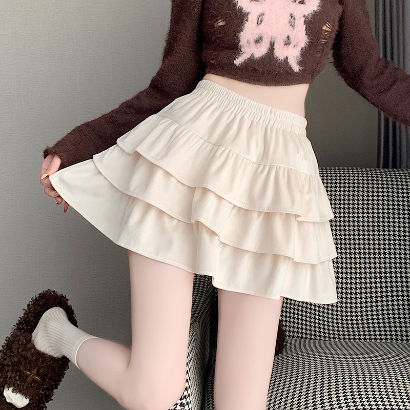 High waist cake short skirt autumn velvet skirt