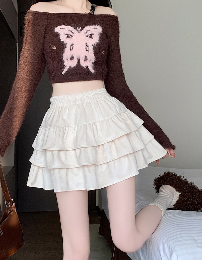 High waist cake short skirt autumn velvet skirt