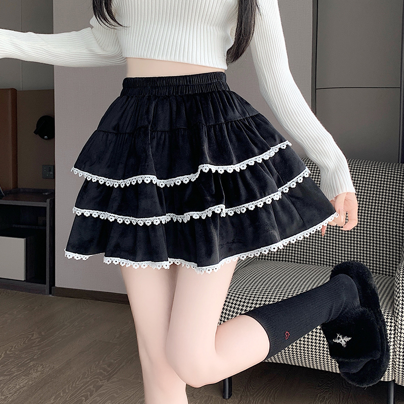 Lace skirt splice short skirt for women