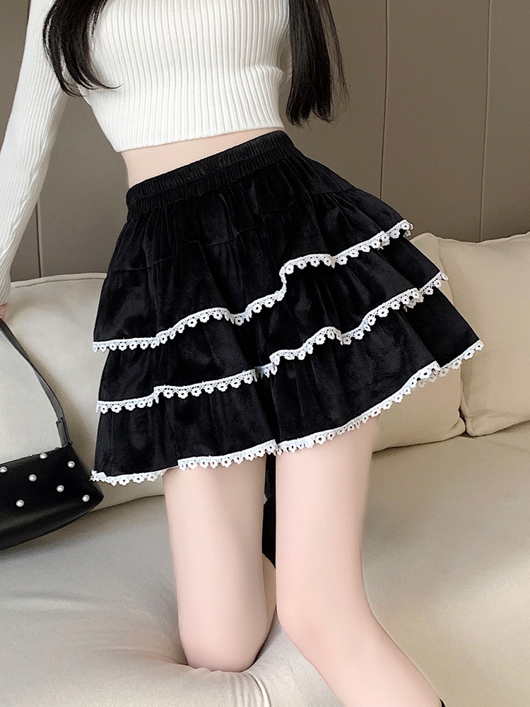 Lace skirt splice short skirt for women