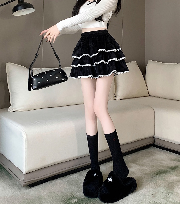 Lace skirt splice short skirt for women