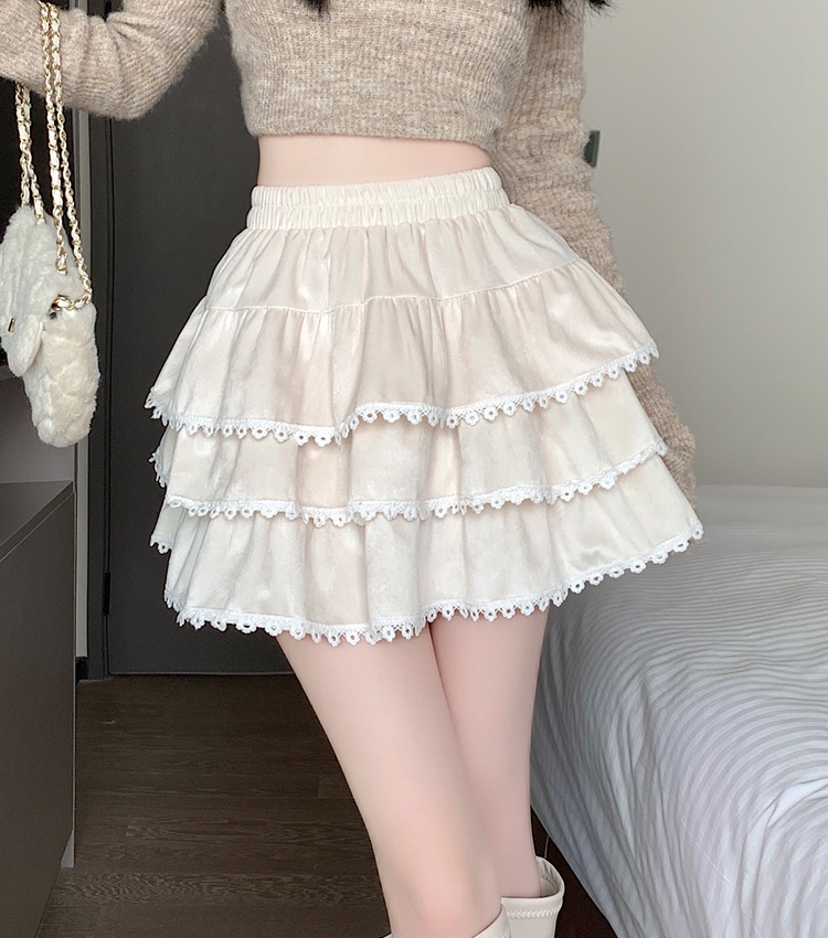 Lace skirt splice short skirt for women