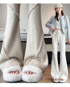 Tassels micro speaker pants Casual knitted flare pants