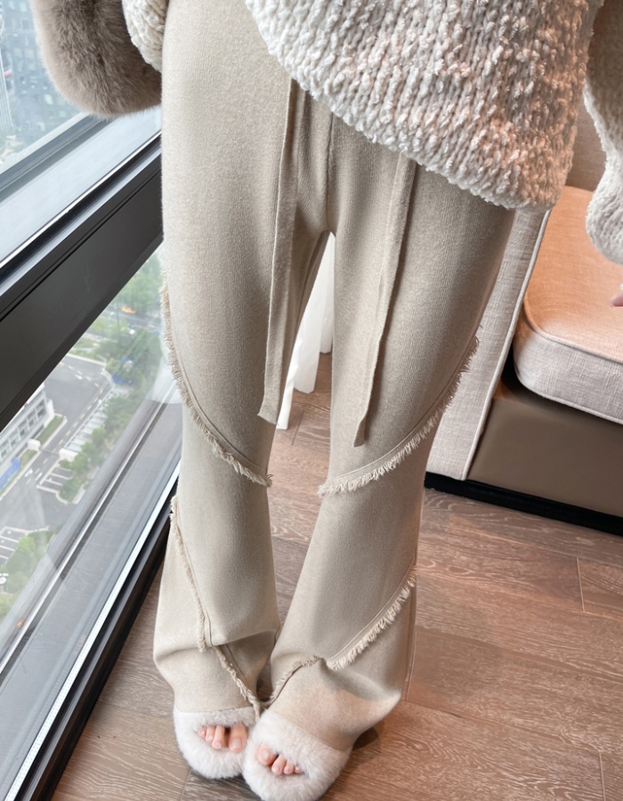 Tassels micro speaker pants Casual knitted flare pants