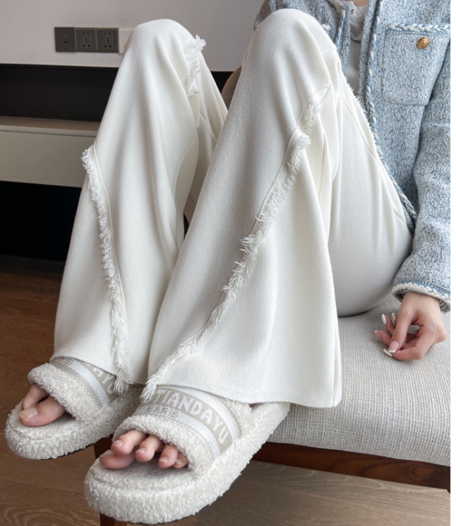 Tassels micro speaker pants Casual knitted flare pants