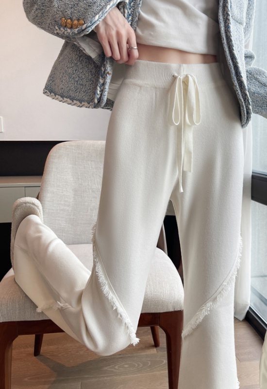 Tassels micro speaker pants Casual knitted flare pants