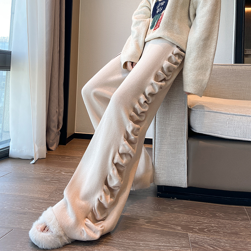 Straight Casual wide leg pants knitted pants for women