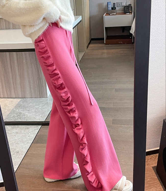 Straight Casual wide leg pants knitted pants for women