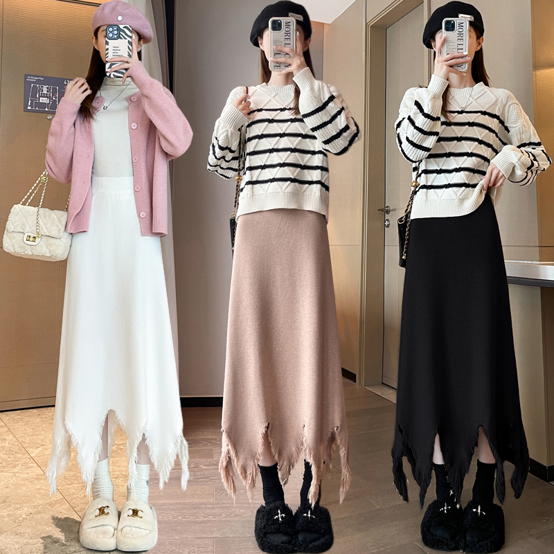 Drape autumn and winter long dress irregular skirt for women